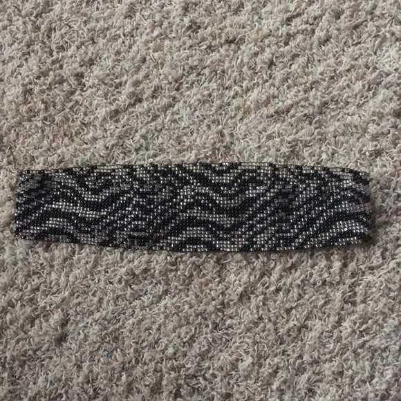Stretchy beaded belt - black and clear beading - Picture 2 of 3